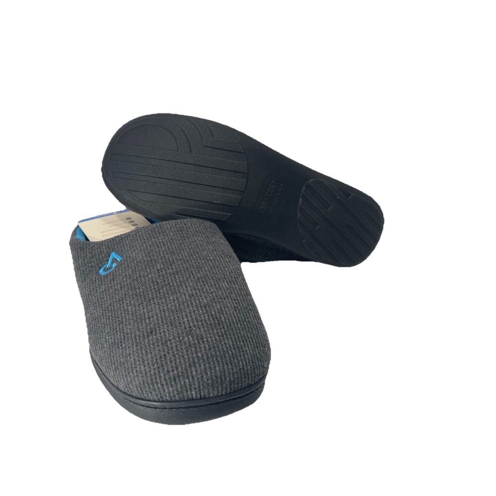 VERA COSY Two Toned Blue Grey Slippers US 9–10 Gray Knit Indoor House Shoes
